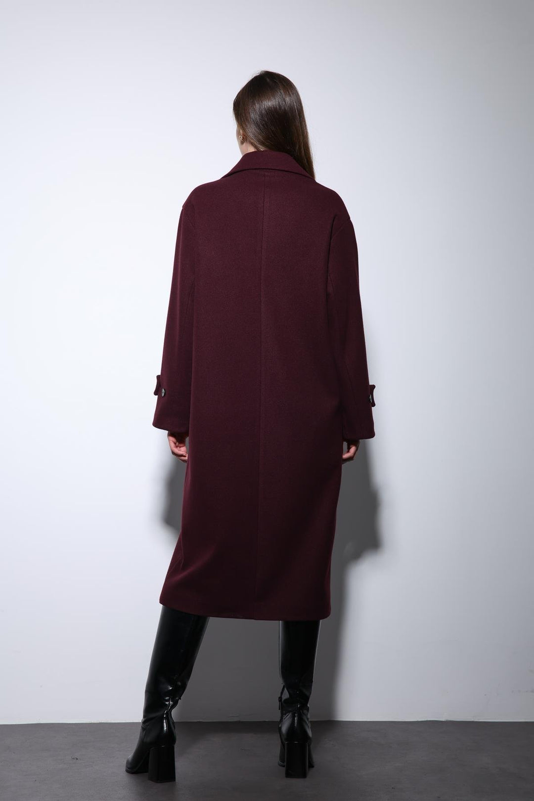 ANT Antioch Bordo Kadın Yumuşak Dokulu Oversize Kruvaze Kaban - Brianka