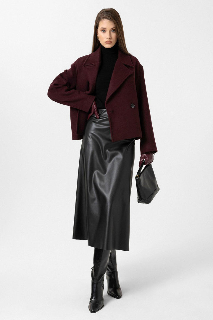 ANT Antioch Bordeaux Women's Wool Blend Wrap Coat - Lorca