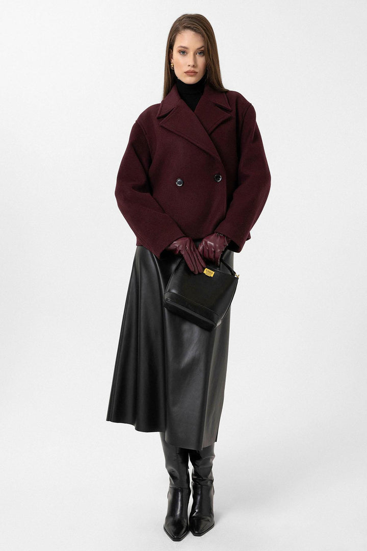 ANT Antioch Bordeaux Women's Wool Blend Wrap Coat - Lorca