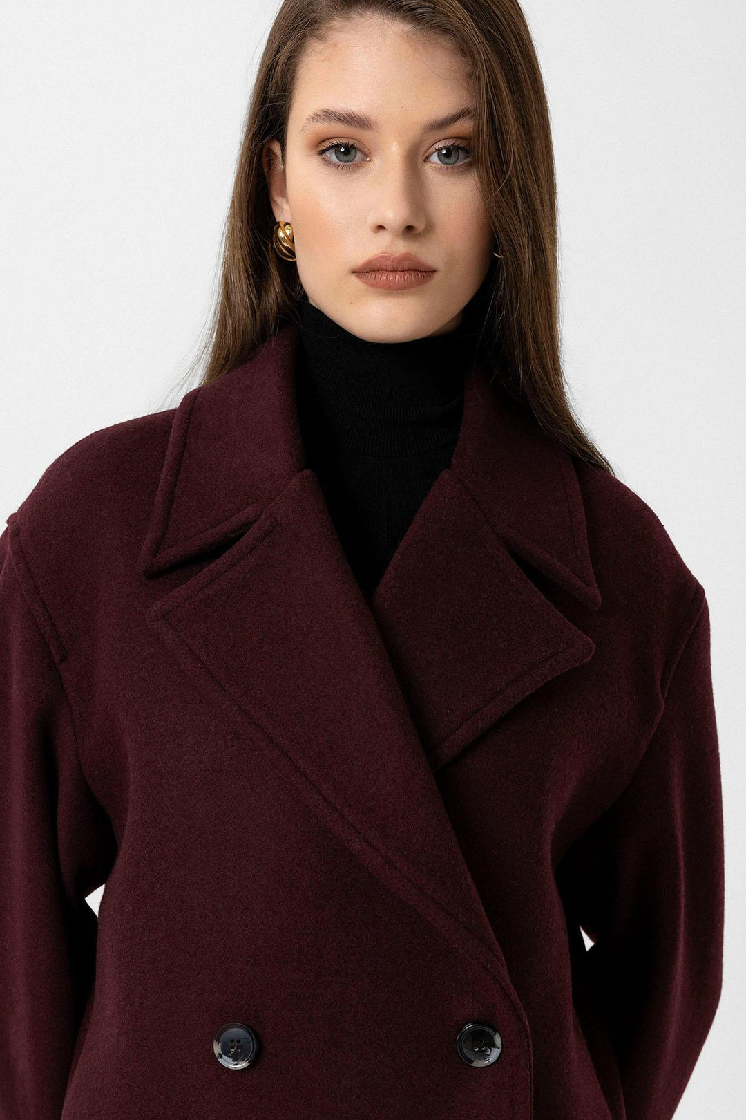ANT Antioch Bordeaux Women's Wool Blend Wrap Coat - Lorca