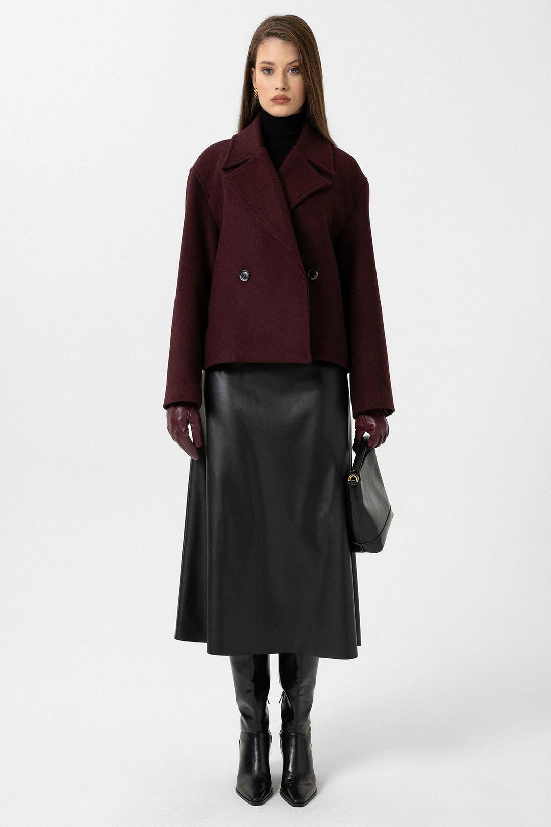 ANT Antioch Bordeaux Women's Wool Blend Wrap Coat - Lorca