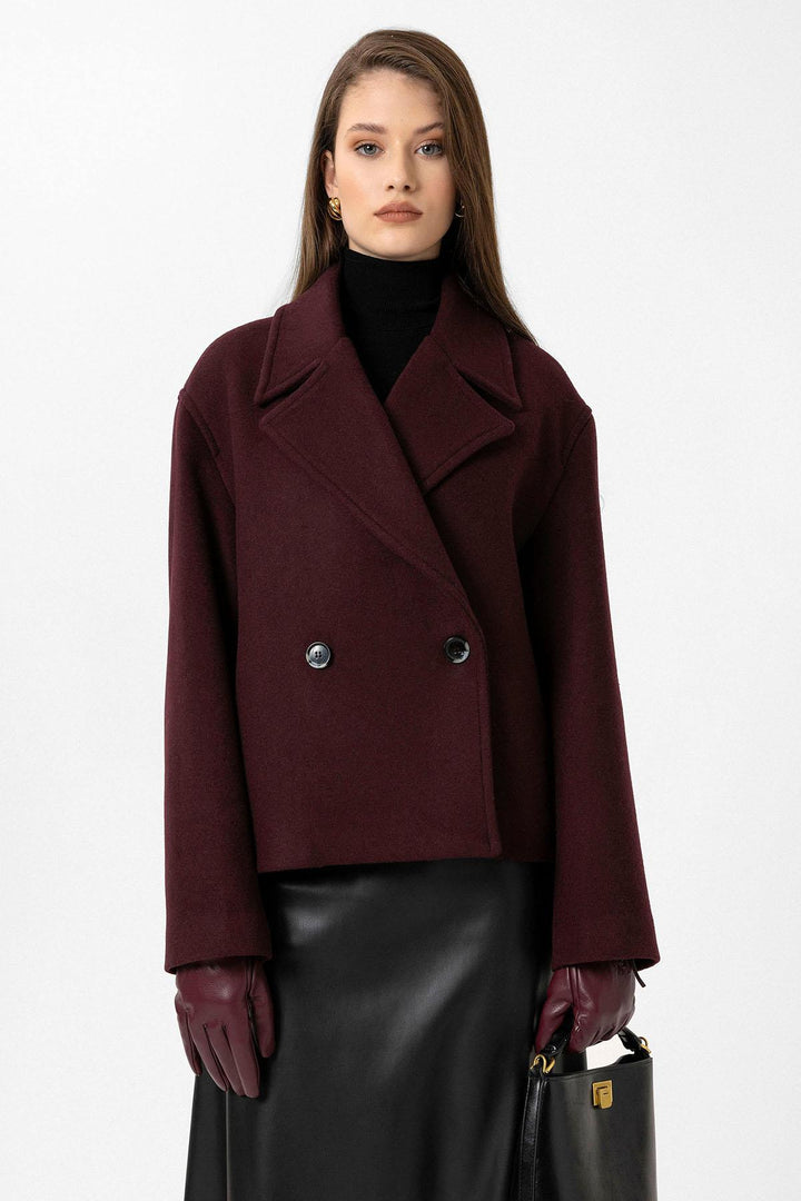 ANT Antioch Bordeaux Women's Wool Blend Wrap Coat - Lorca