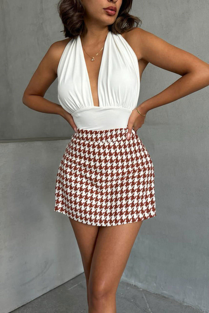 BCHN-2526218 Red Cover Kazayağı Patterned Shorts Skirt - Michigan City