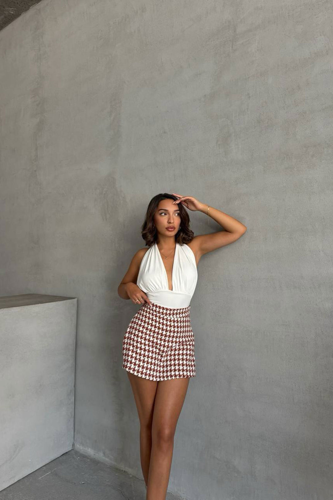 BCHN-2526218 Red Cover Kazayağı Patterned Shorts Skirt - Michigan City