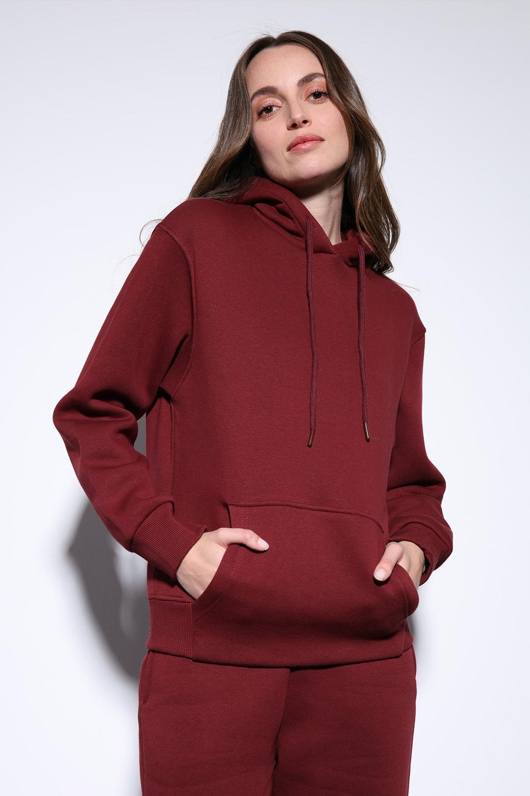 ANT Antioch Bordo Kapüşonlu Basic Kadın Sweatshirt - Fall River