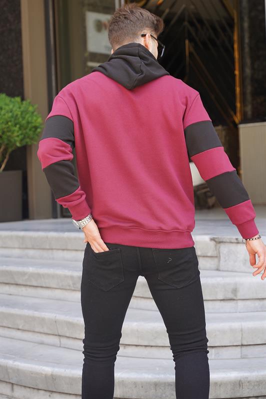 MDX Burgundy Hooded Striped Men's Sweatshirt 6144 - Janesville
