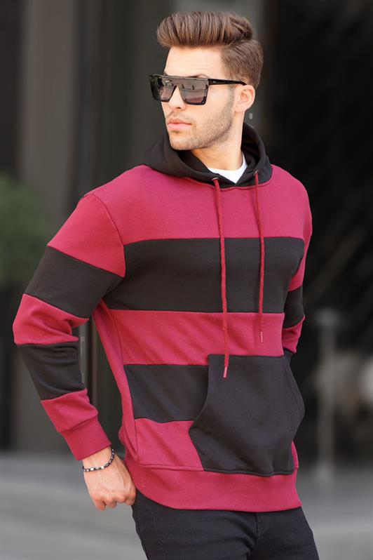 MDX Burgundy Hooded Striped Men's Sweatshirt 6144 - Janesville