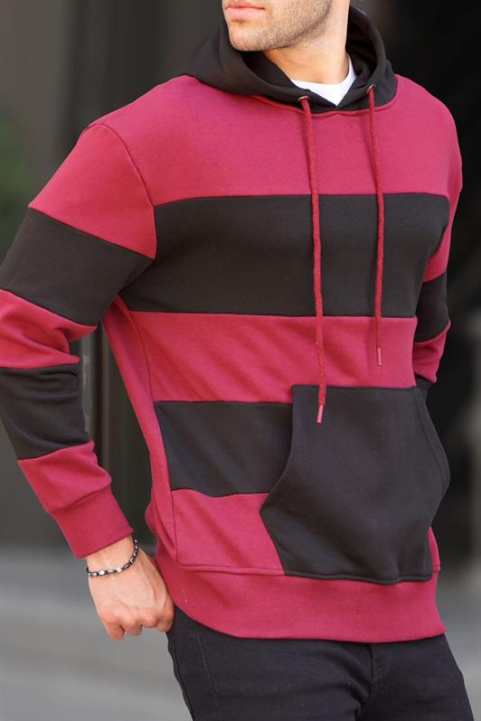 MDX Burgundy Hooded Striped Men's Sweatshirt 6144 - Janesville