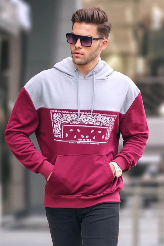 MDX Burgundy Hooded Patterned Sweatshirt 6022 - Bremerton