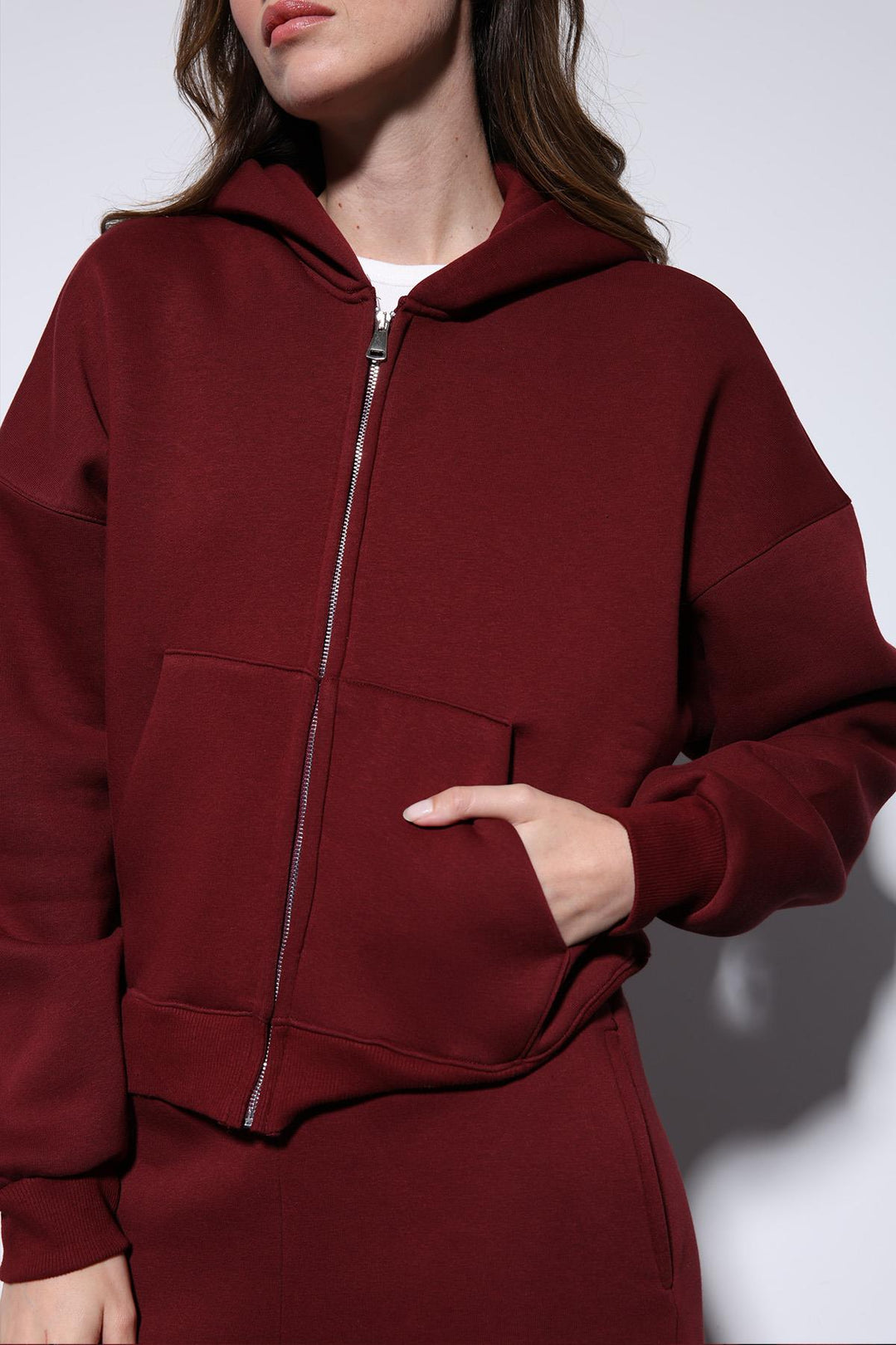 ANT Antioch Bordo Kapüşonlu Sweatshirt Kadın Eşofman Takım - Liepāja