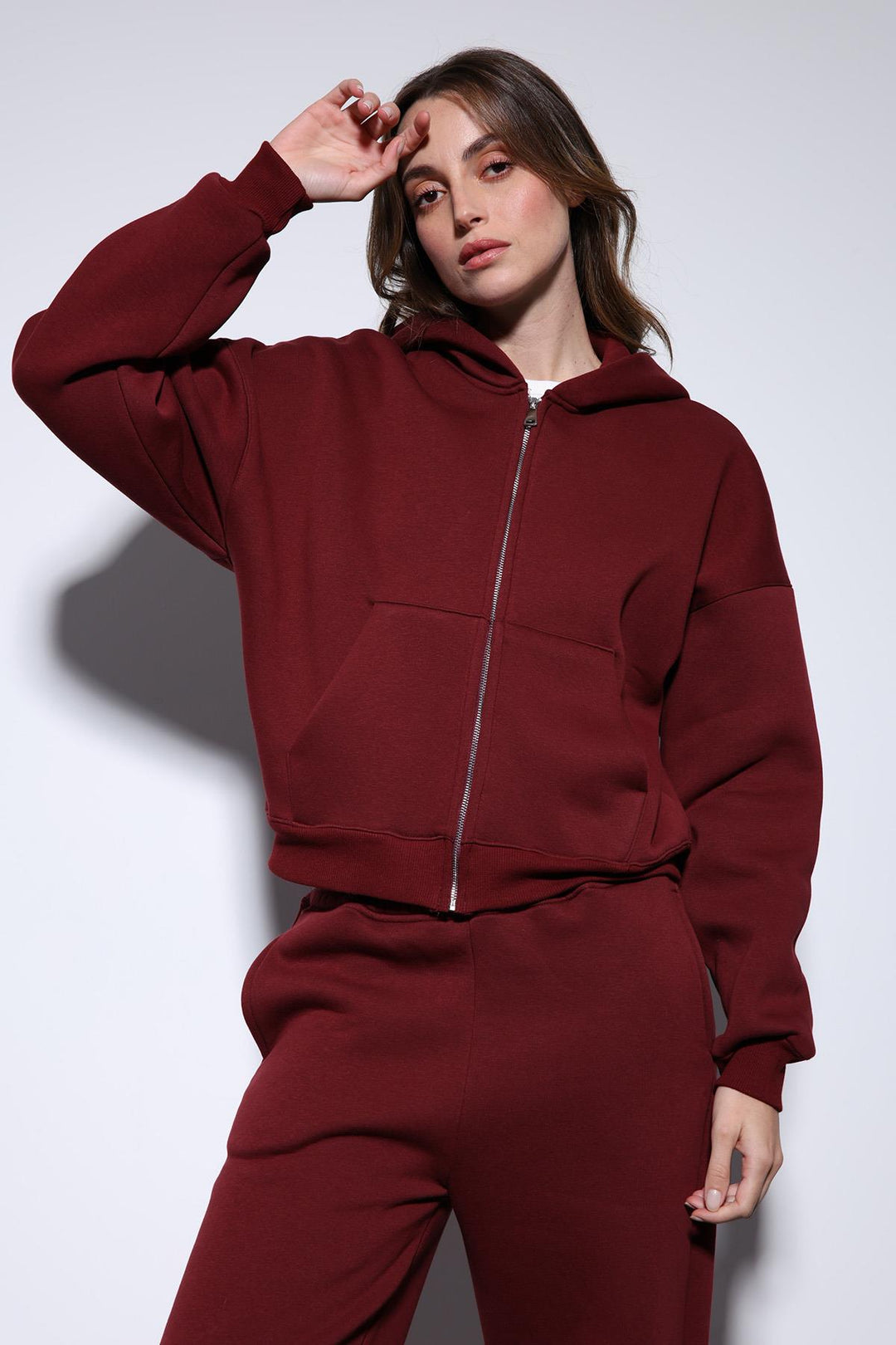 ANT Antioch Bordo Kapüşonlu Sweatshirt Kadın Eşofman Takım - Liepāja