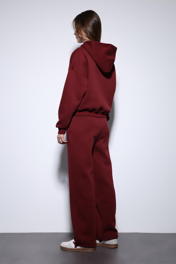 ANT Antioch Bordo Kapüşonlu Sweatshirt Kadın Eşofman Takım - Liepāja
