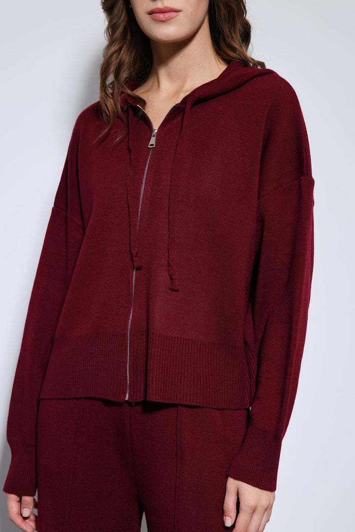 ANT Antioch Bordo Kapüşonlu Üst ve Geniş Paça Triko Takım - Gummersbach