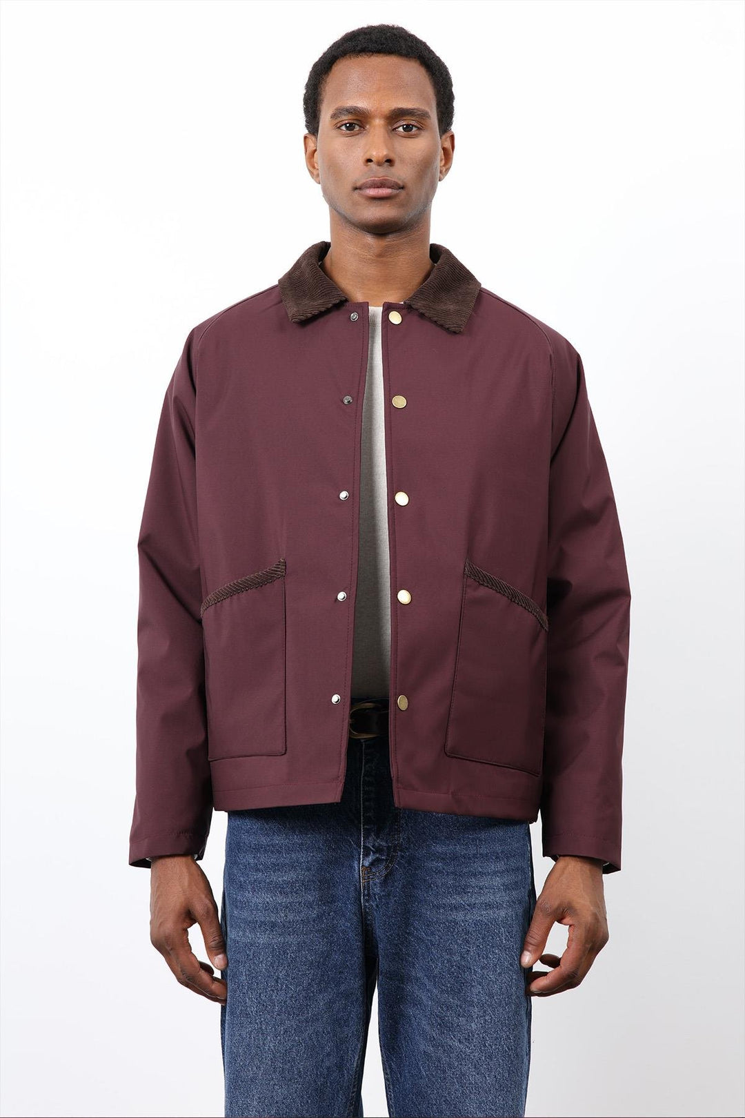 ANT Antioch Bordo Kontrast Yaka Erkek Mont - Boucherville