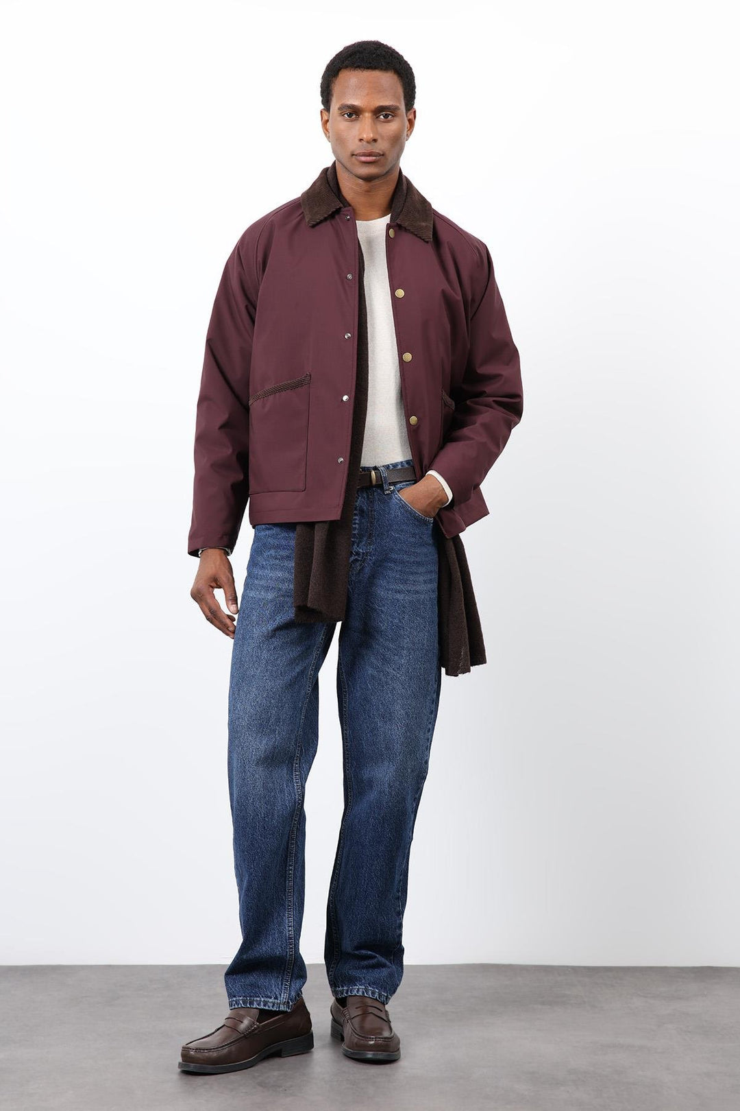 ANT Antioch Bordo Kontrast Yaka Erkek Mont - Boucherville