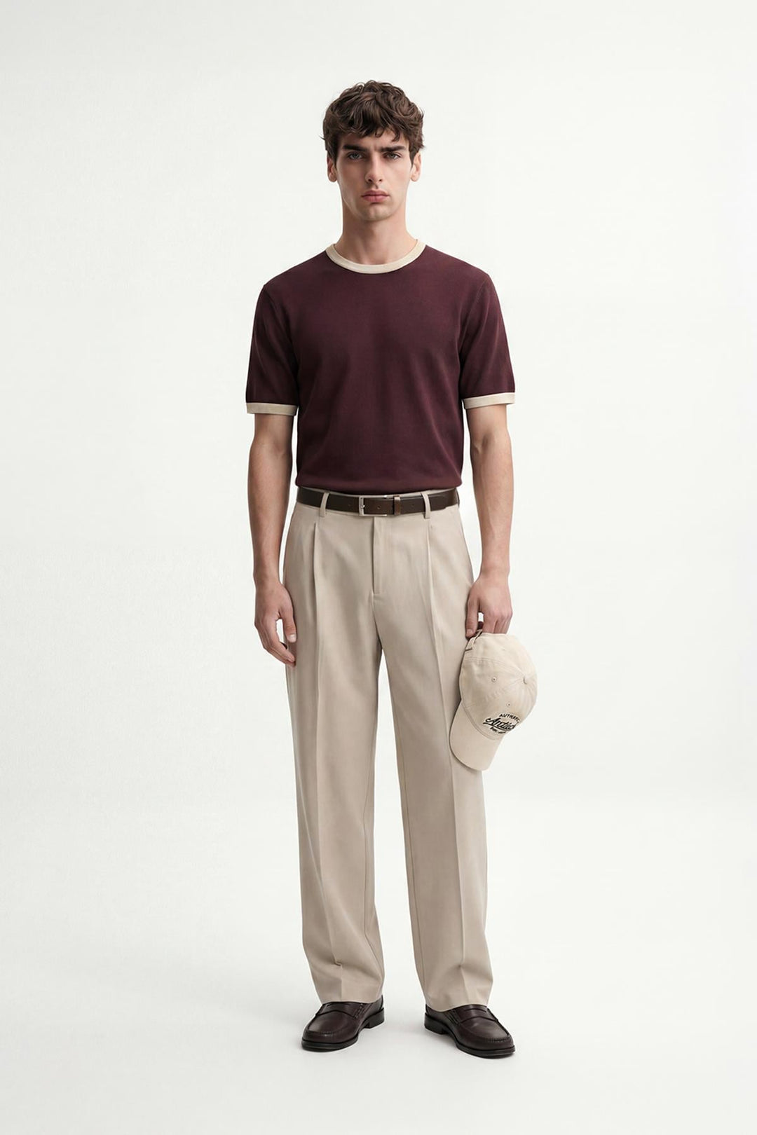 ANT Antioch Bordo Kontrast Yaka Erkek T-Shirt - Seixal