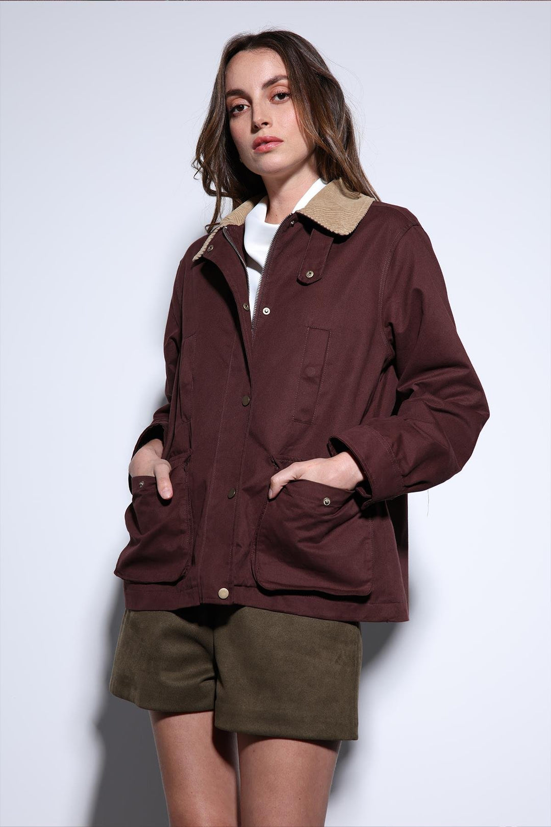 ANT Antioch Burgundy Contrast Collar Women's Jacket - Whittier
