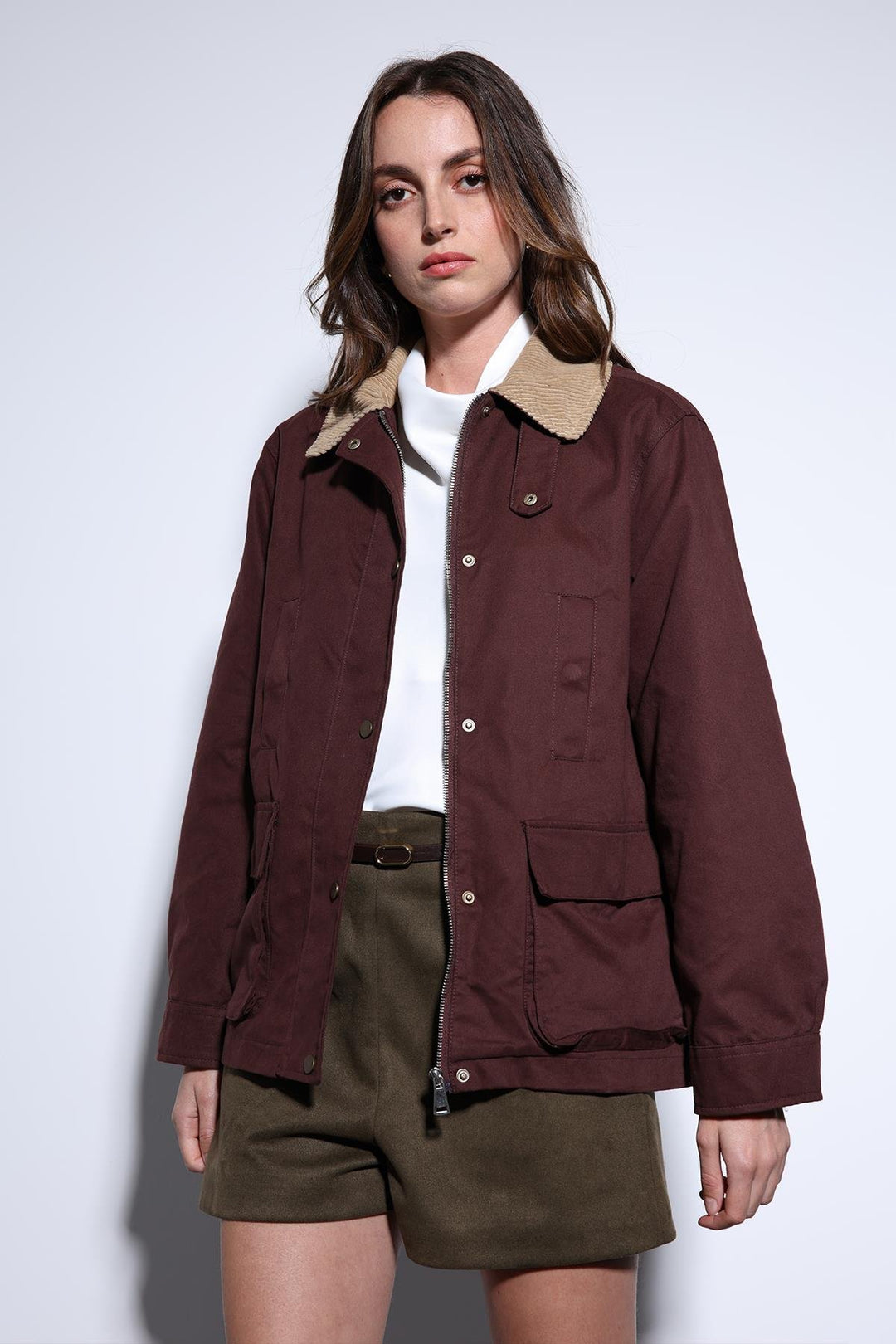 ANT Antioch Burgundy Contrast Collar Women's Jacket - Media