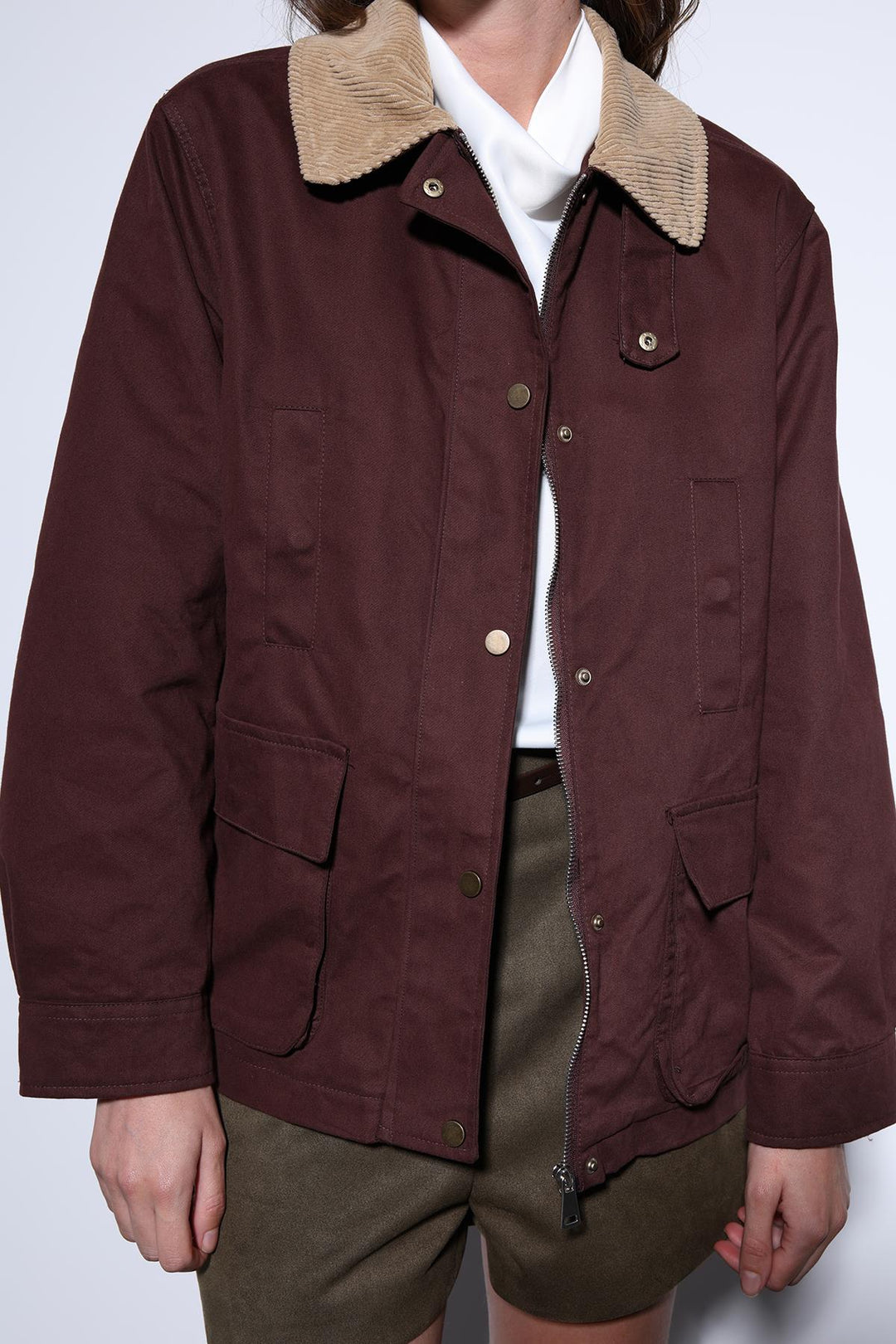 ANT Antioch Burgundy Contrast Collar Women's Jacket - Media