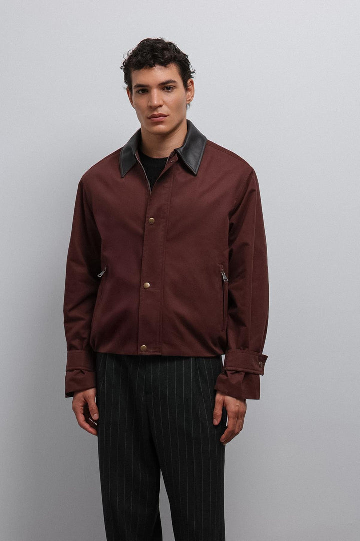 ANT Antioch Burgundy Contrast Collar Technical Men's Jacket - Dagenham