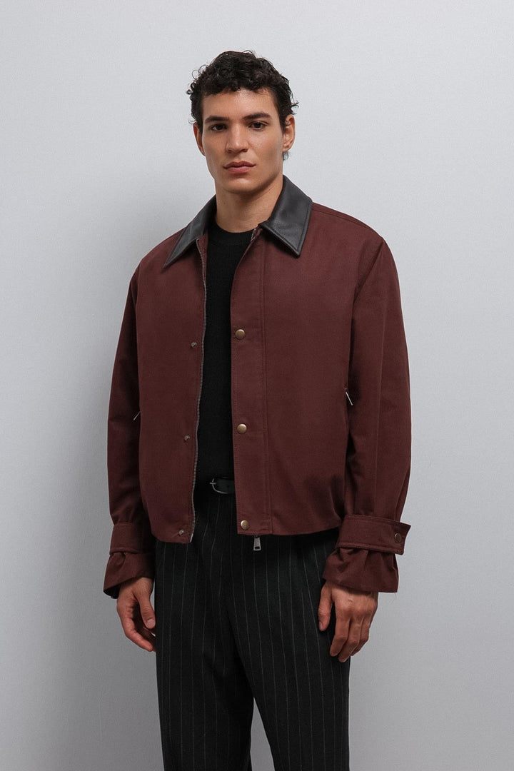 ANT Antioch Burgundy Contrast Collar Technical Men's Jacket - Dagenham