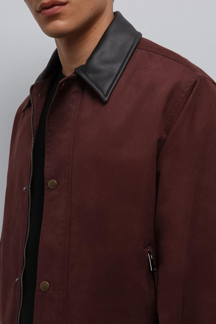 ANT Antioch Burgundy Contrast Collar Technical Men's Jacket - Dagenham