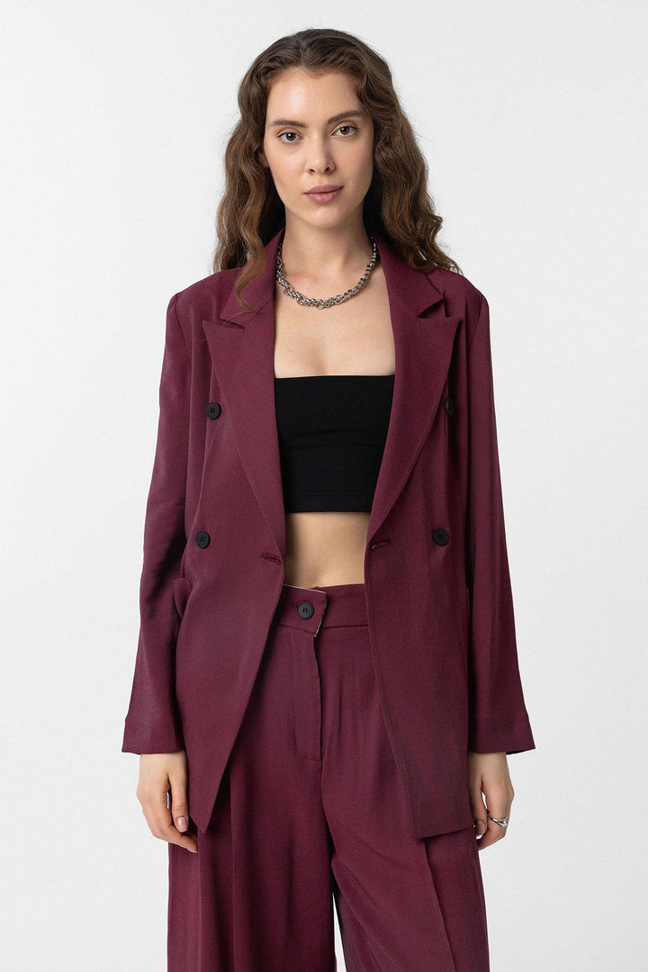 ANT Antioch Bordeaux Crossed Women's Blazer Jacket - Burnsville