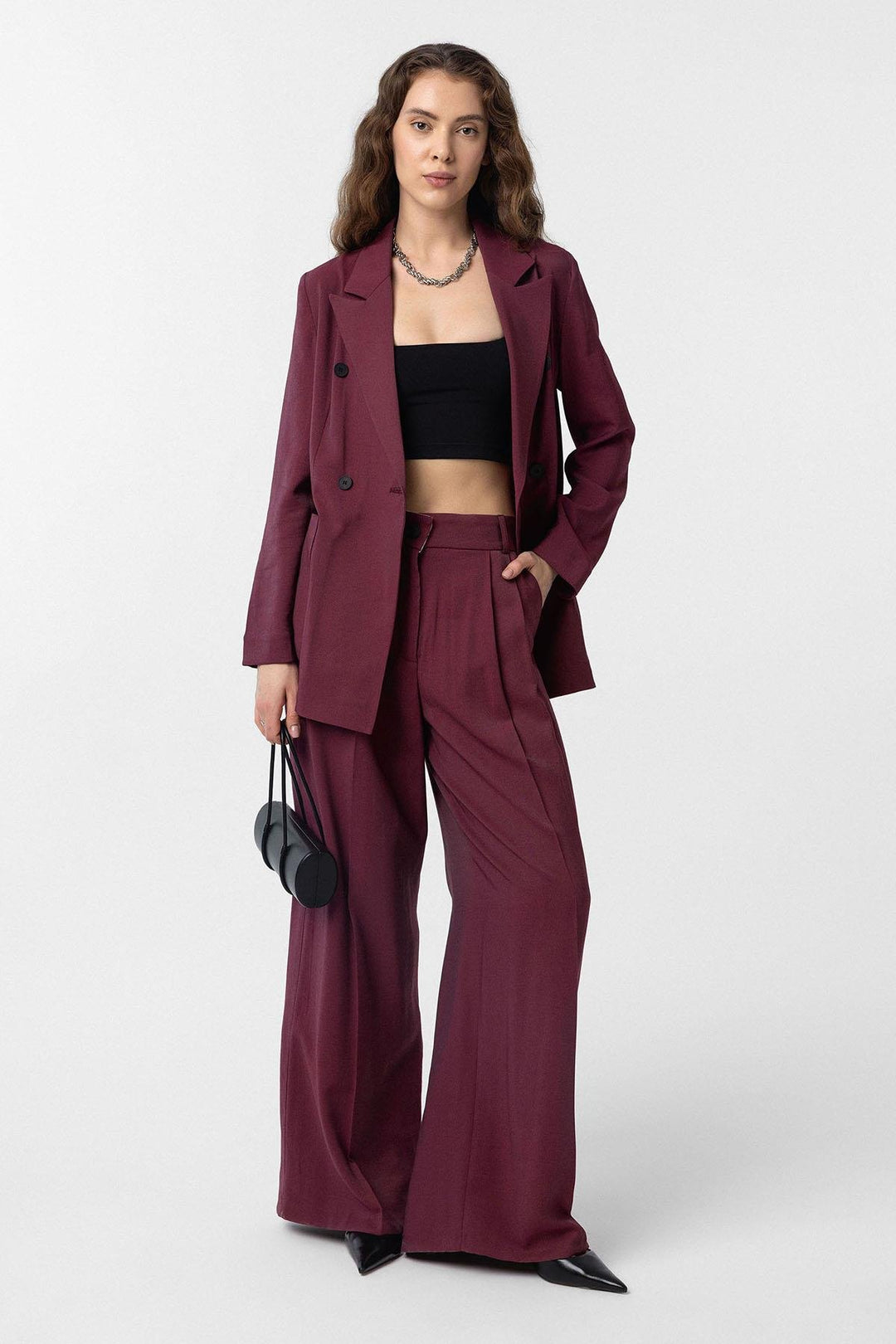 ANT Antioch Bordeaux Crossed Women's Blazer Jacket - Burnsville