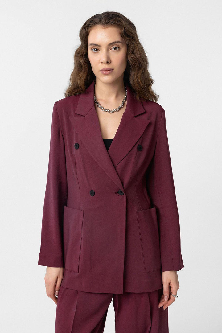 ANT Antioch Bordeaux Crossed Women's Blazer Jacket - Burnsville