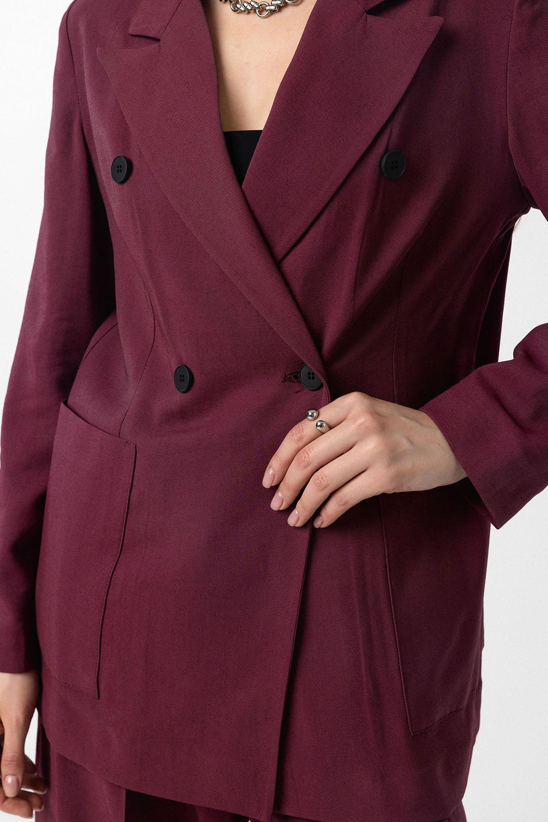 ANT Antioch Bordeaux Crossed Women's Blazer Jacket - Burnsville