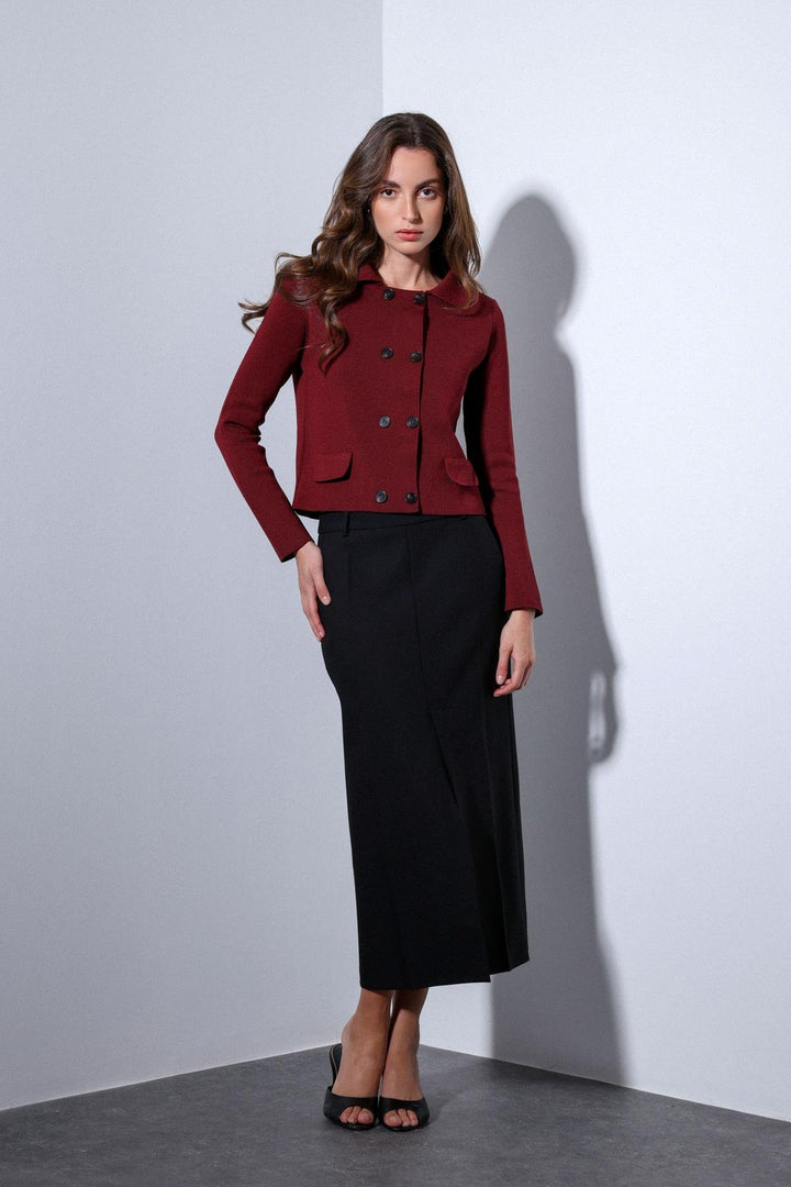 ANT Antioch Burgundy Wrap Closure Women's Cardigan Sweater - Siegen