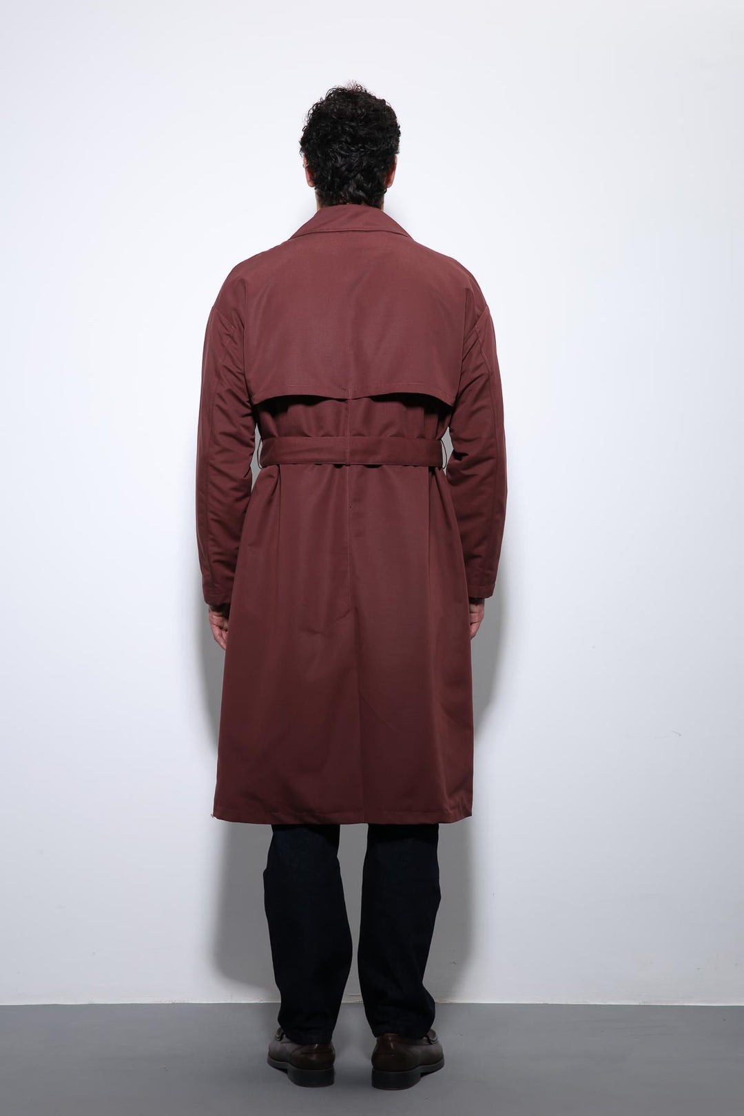 ANT Antioch Bordeaux Double-Breasted Belted Trench Coat - Rock Island