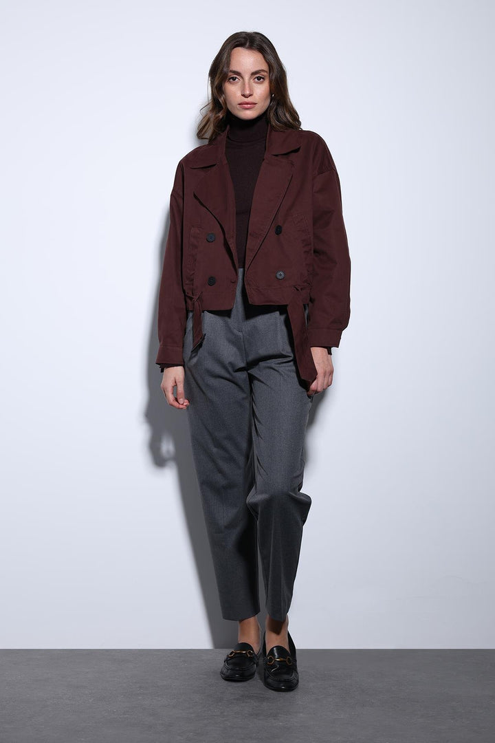 ANT Antioch Bordeaux Short Women's Trench Coat - Ciudad de Melilla