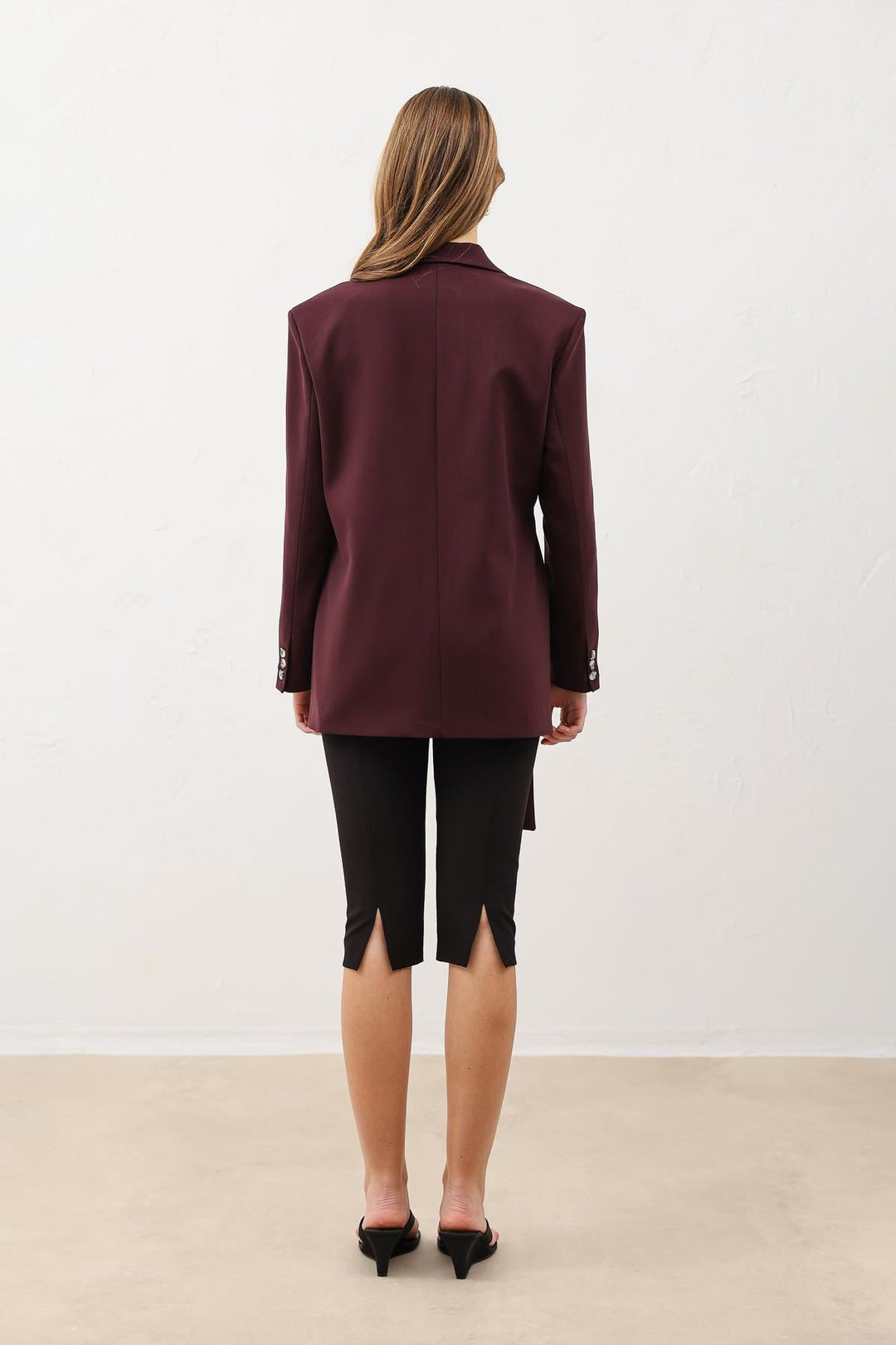 ANT Antioch Bordo Kuşaklı Kadın Blazer - Marsala