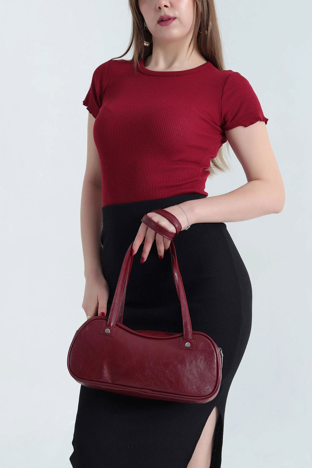 Burgundy-Navy-Anthracite 3 Piece Baby Overlock Crop Blouse Set BCOR-252003 - Acatlán de Pérez Figueroa