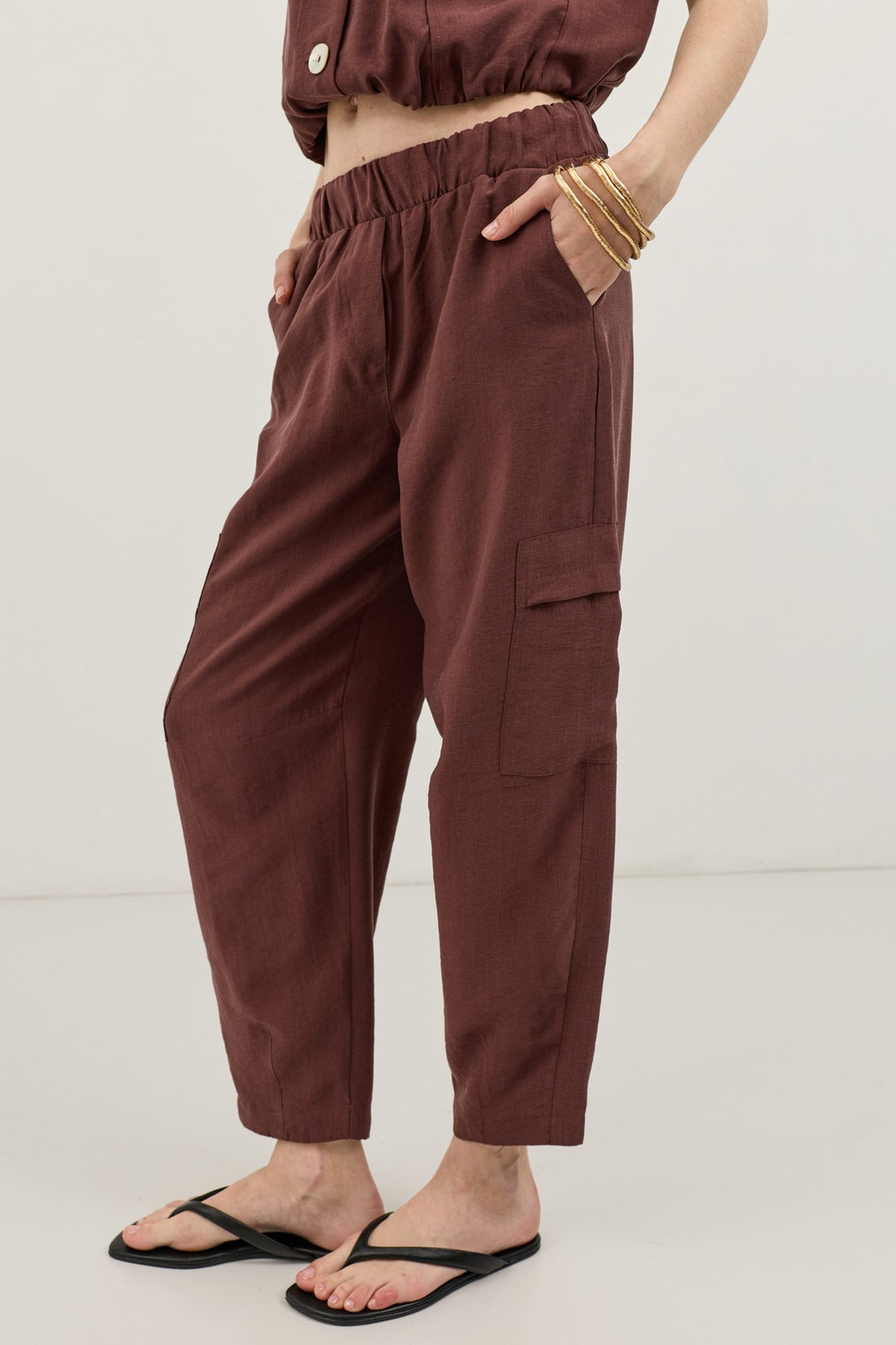 ANT Antioch Bordo Lyocell Karışımlı Barrel Pantolon - Woodbridge