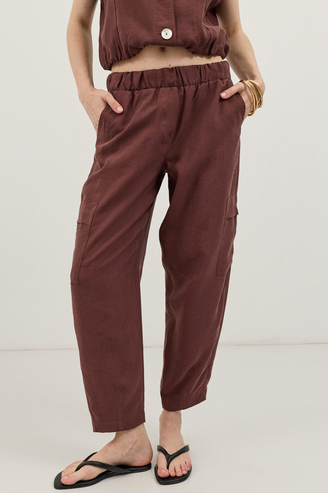 ANT Antioch Bordo Lyocell Karışımlı Barrel Pantolon - Woodbridge