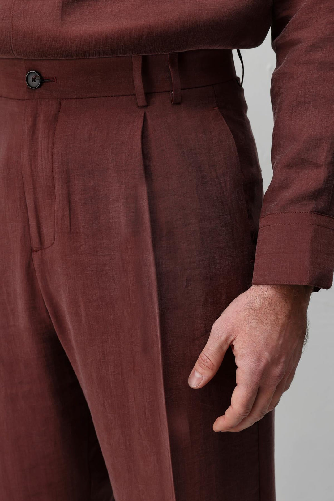 ANT Antioch Bordo Lyocell Relaxed Fit Pileli Erkek Pantolon - Stuttgart