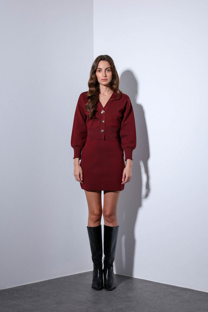 ANT Antioch Burgundy Metal Button Women's Knit Cardigan - Prairieville