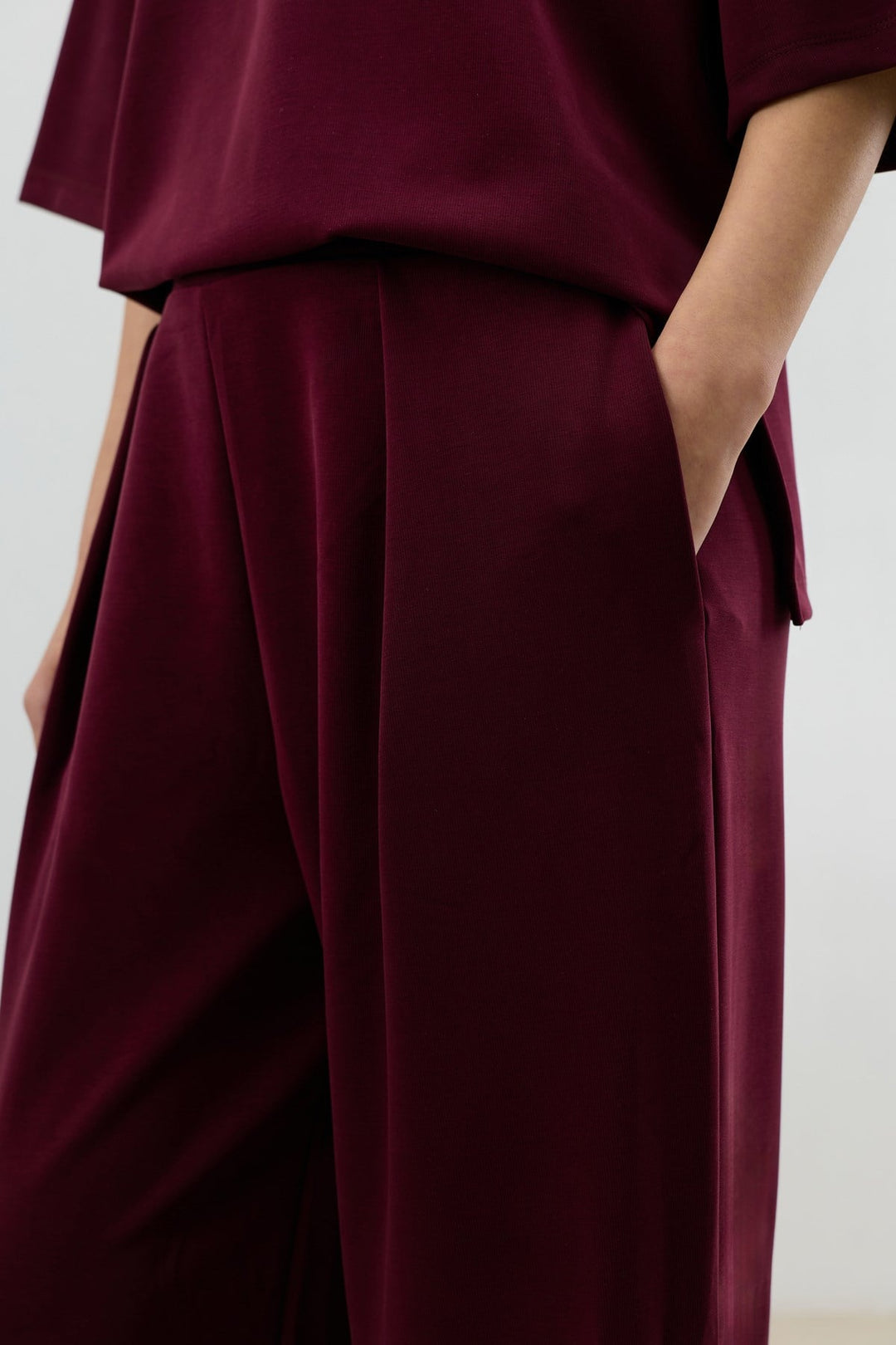 ANT Antioch Bordo Modal Karışımlı T-Shirt Pantolon Kadın Takım - Santo Domingo Tehuantepec