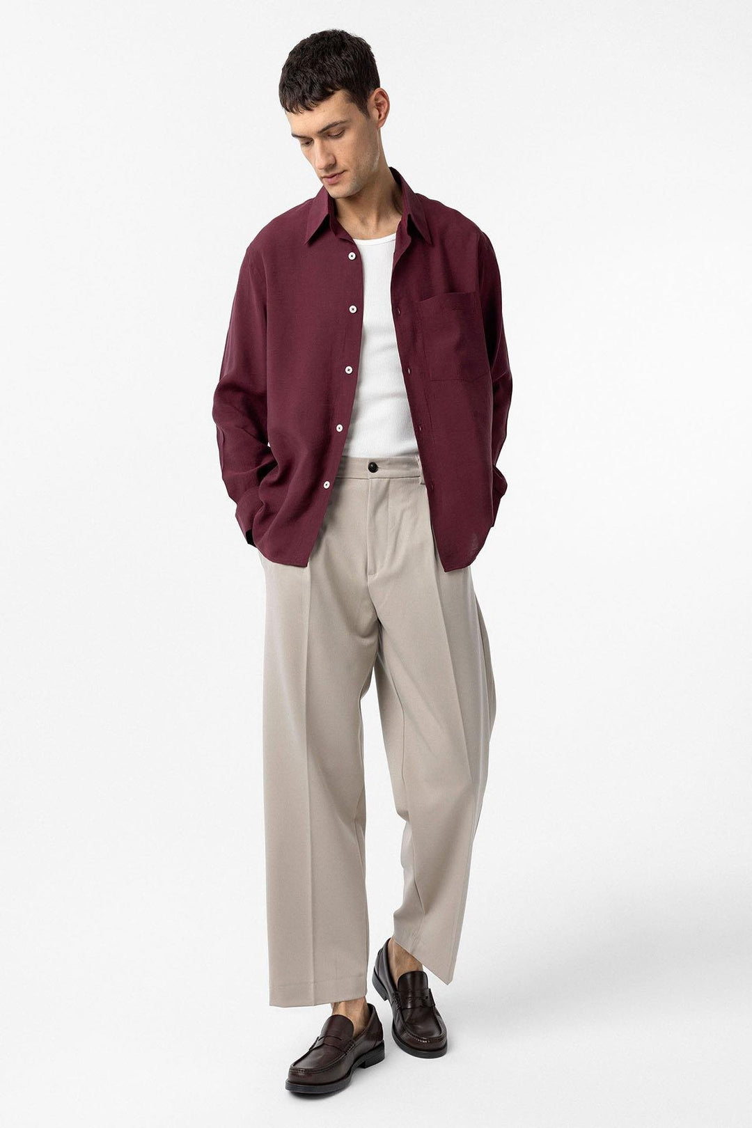ANT Antioch Burgundy Modal Fabric Relax Fit Men's Shirt - Middleton