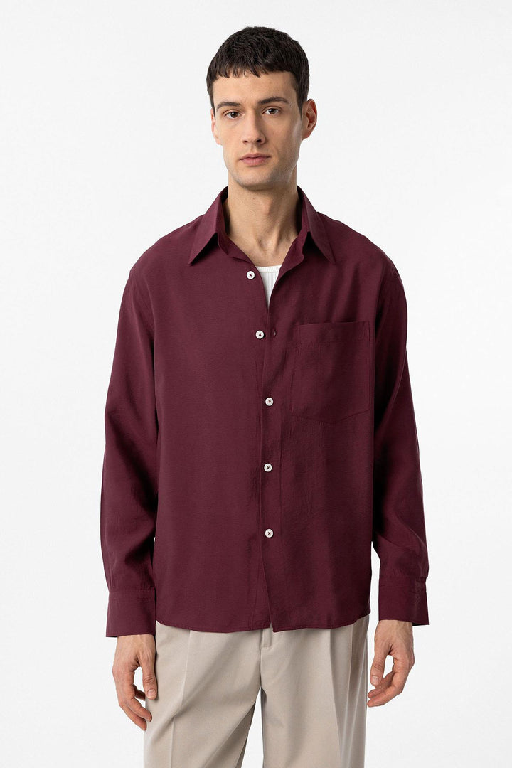 ANT Antioch Burgundy Modal Fabric Relax Fit Men's Shirt - Middleton