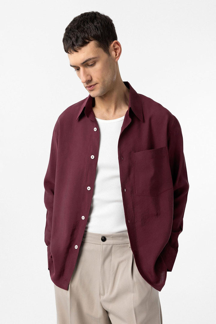 ANT Antioch Bordo Modal Kumaş Relax Fit Erkek Gömlek - Nelson