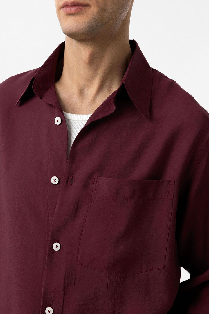 ANT Antioch Bordo Modal Kumaş Relax Fit Erkek Gömlek - Nelson