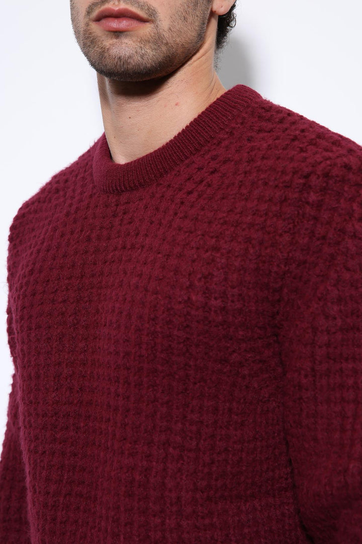 ANT Antioch Burgundy Textured Knit Men's Sweater - Saint John