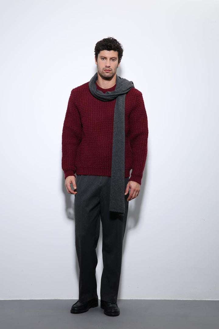 ANT Antioch Burgundy Textured Knit Men's Sweater - Saint John