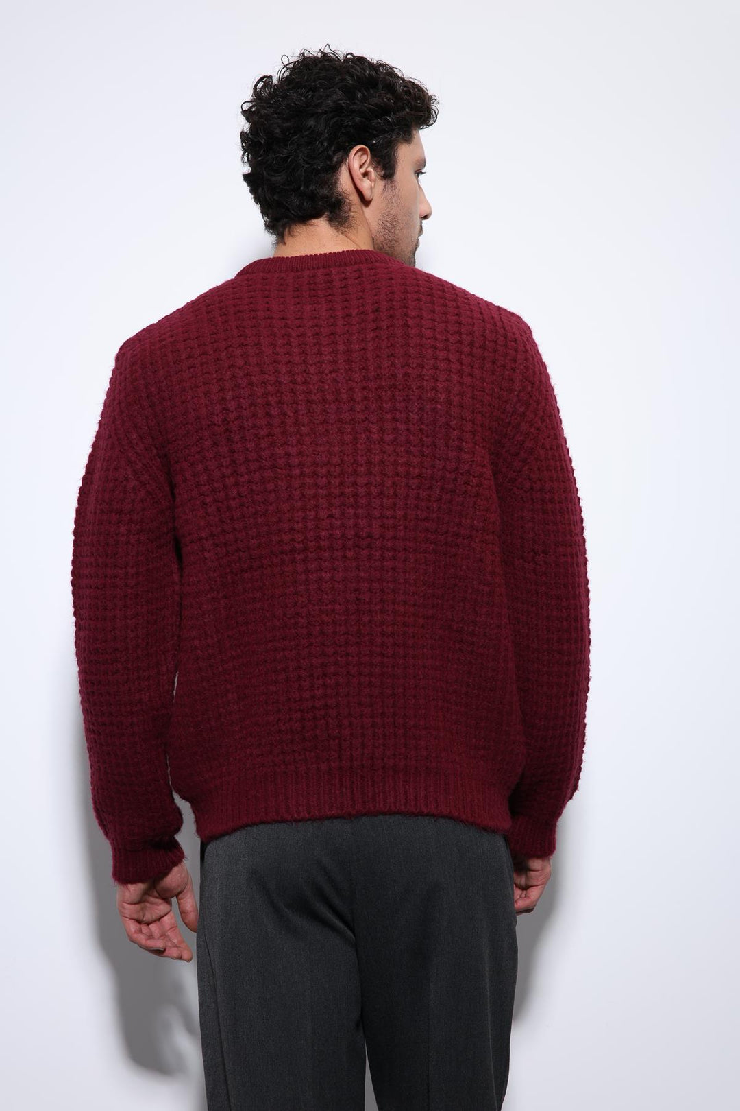 ANT Antioch Burgundy Textured Knit Men's Sweater - Saint John