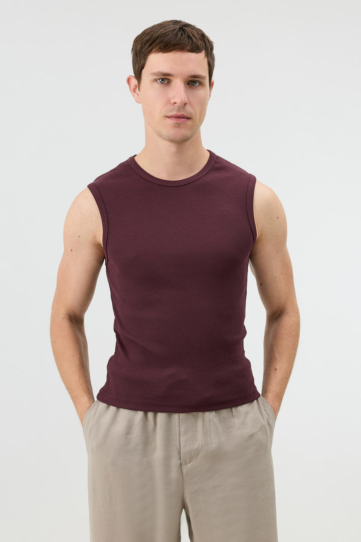 ANT Antioch Bordo Pamuklu Kolsuz Erkek T-Shirt - Altoona