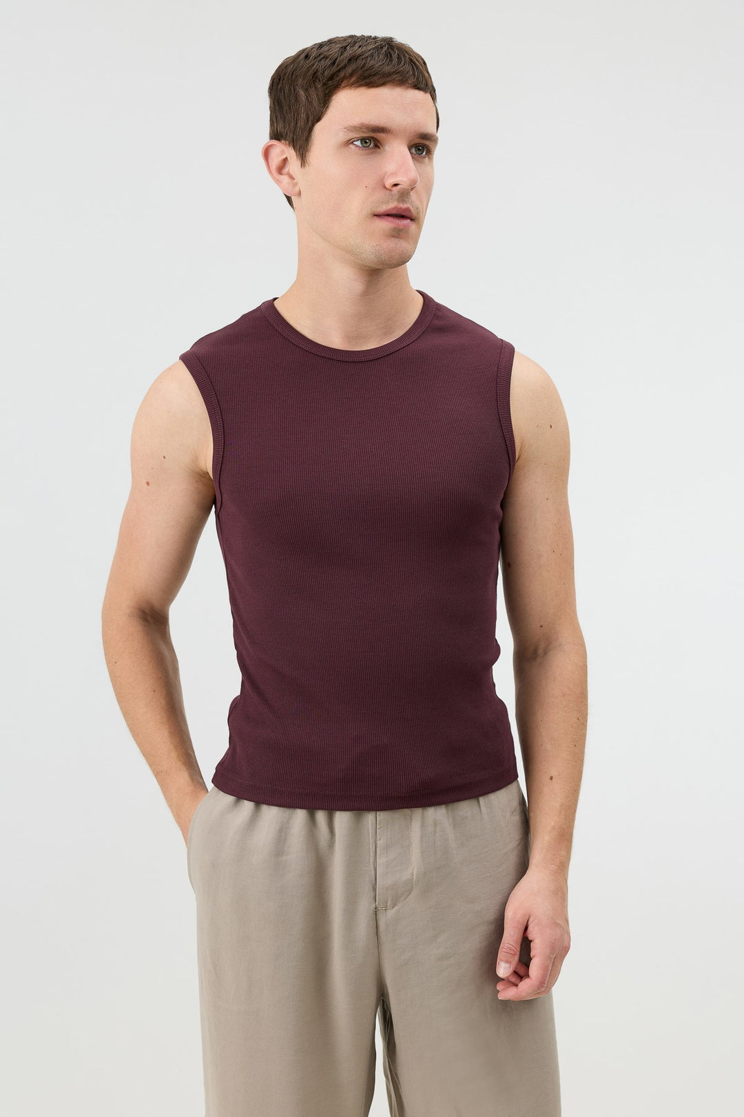ANT Antioch Bordo Pamuklu Kolsuz Erkek T-Shirt - Altoona