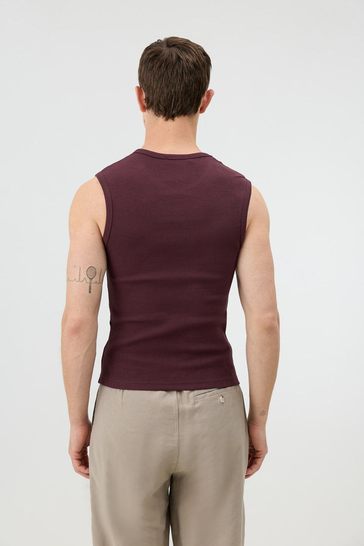 ANT Antioch Bordo Pamuklu Kolsuz Erkek T-Shirt - Altoona